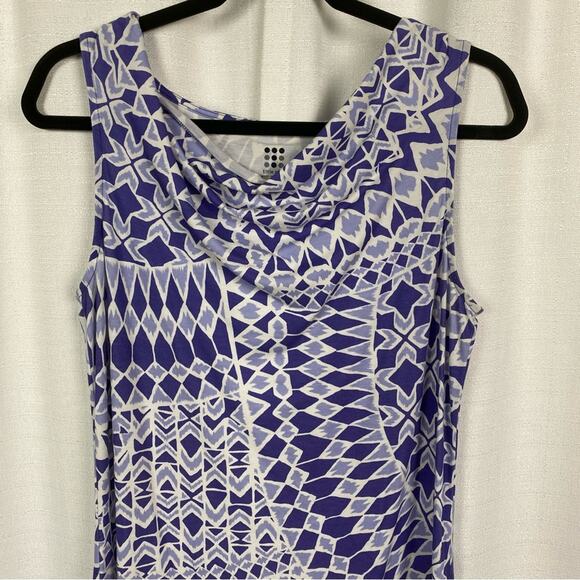 Title Nine Breeze Purple Mosaic Tile Print Cowl Neck Shift Dress Sz.M - Picture 3 of 12